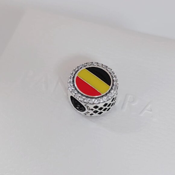 Belgium Flag Charm Bead Travel Pendant Bracelet Pendant S925 Silver with box - Picture 5 of 6